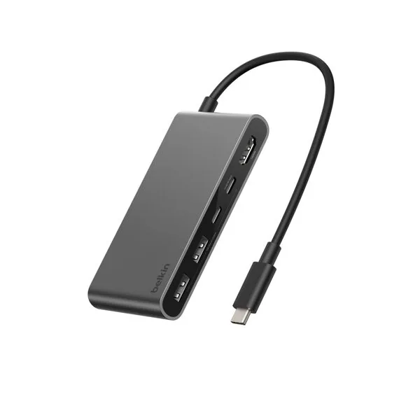 Belkin Hub USB-C 5-en-1 avec deux ports USB-C, argent, photo 2