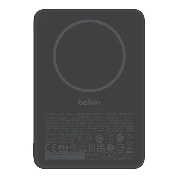 Belkin Batterie externe Slim magnétique 10 000 mAh, recharge sans fil 7,5 W, accessoire magnétique inclus, photo 3