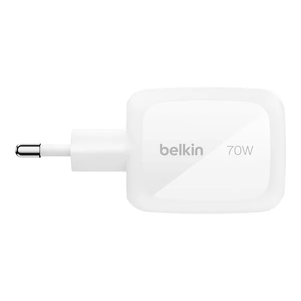 Belkin Chargeur secteur 70 W avec 2 ports USB-C et 1 port USB-A, embouts interchangeables Royaume-Uni, EU et États-Unis, photo 3