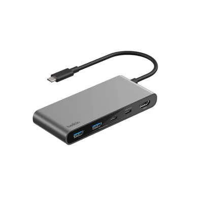 Belkin Hub USB-C 7-en-1 avec deux ports USB-C, argent (AVC023hqSGY)