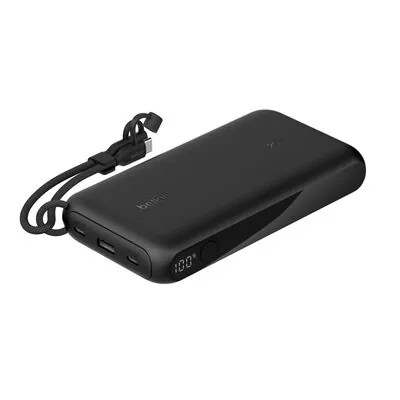 Belkin Batterie externe 20 000 mAh, PD 20 W, écran numérique, 2 ports USB-C, Noir (BPB028hqBK)