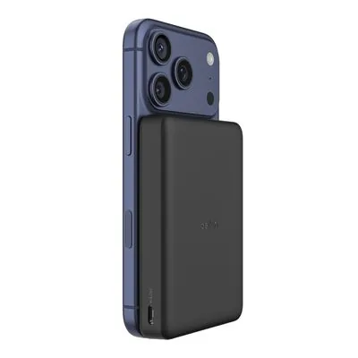 Belkin Batterie externe Slim magnétique 10 000 mAh, recharge sans fil 7,5 W, Noir (BPD015hqBK)