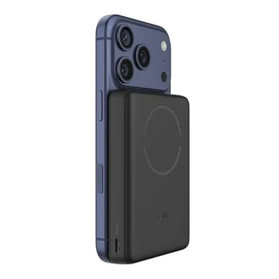 Belkin Batterie externe Slim magnétique 10 000 mAh, recharge sans fil 7,5 W, accessoire magnétique inclus, Noir (BPD017hqBK)