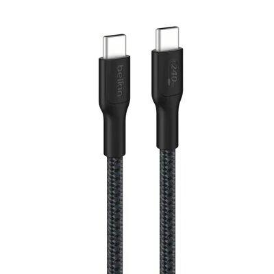 Belkin Câble USB-C vers USB-C, tressé renforcé, 3 m, 240 W, Noir (CAB025hq3MBK)