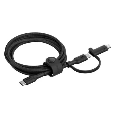 Belkin Câble 2-en-1 USB-C vers USB-C + Lightning, PVC, 1,5 m, 60 W, Noir (CAC003hq1.5MBK)