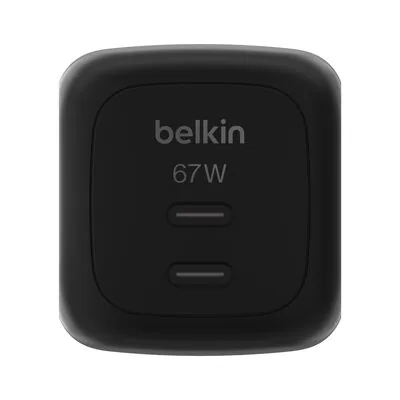 Belkin Chargeur secteur double USB-C PD 67 W avec PPS, noir (WCH020kqBK)