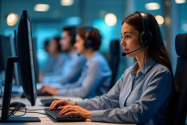 Équipe de support technique informatique au travail