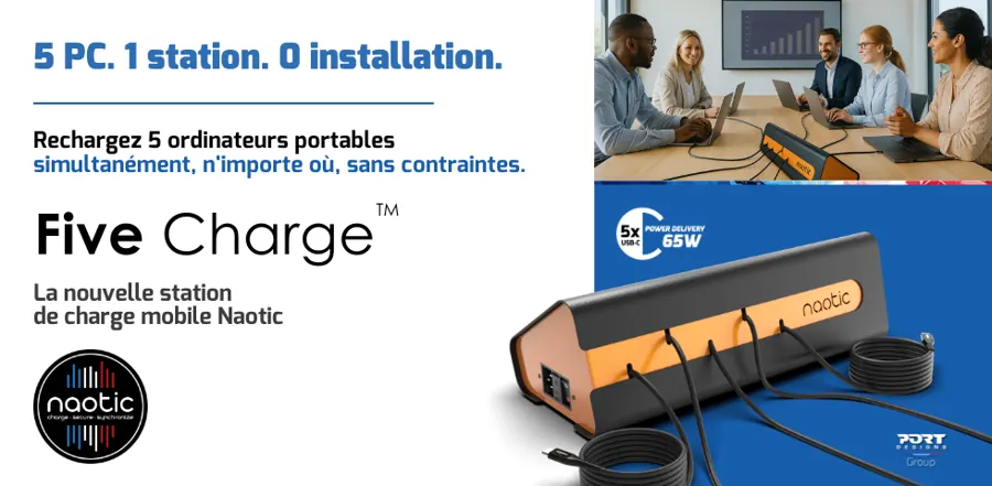 Station de charge Naotic FIVE Charge™ pour 5 PC portables